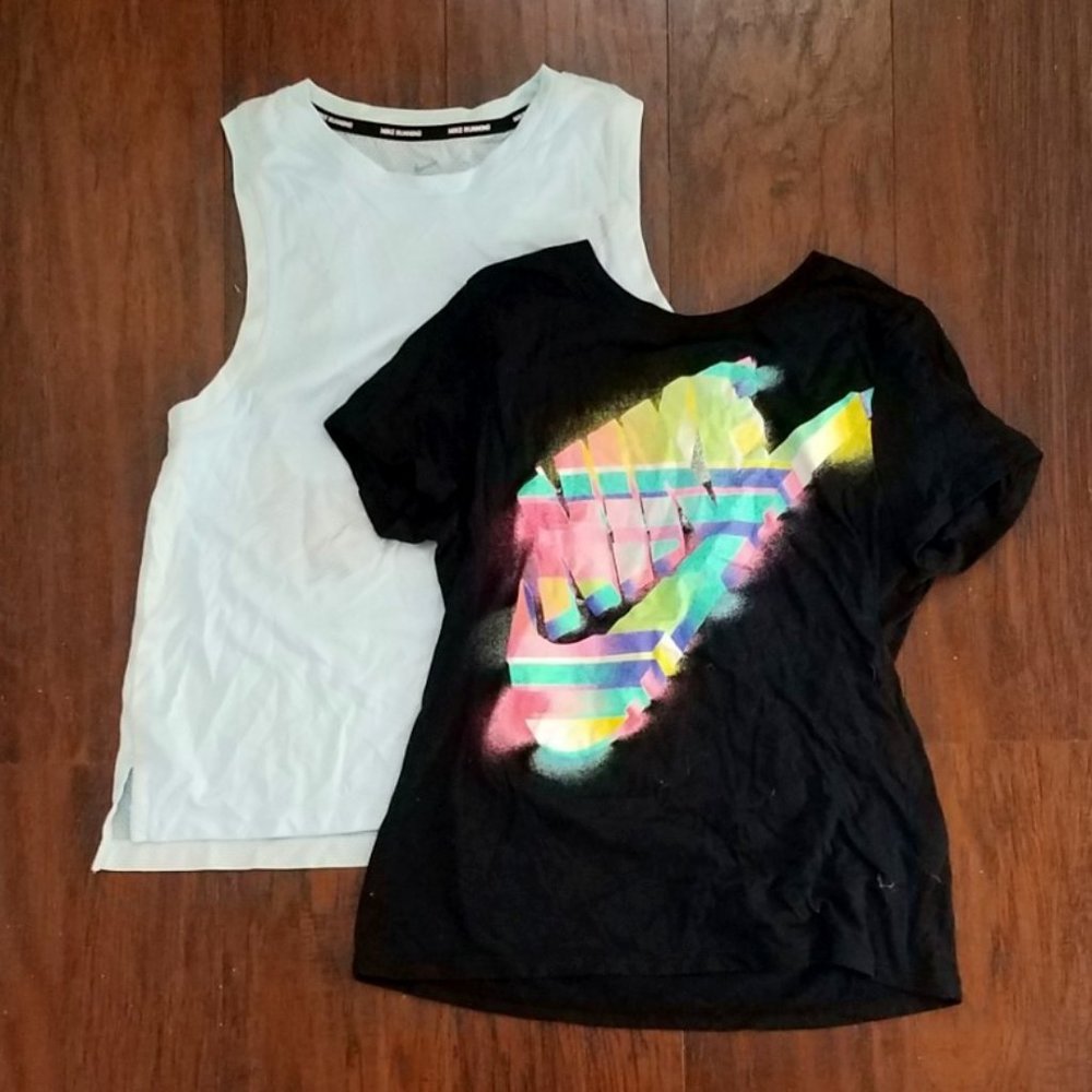 Two Nike Running Tee Shirt Tank Top Set Dry Fit